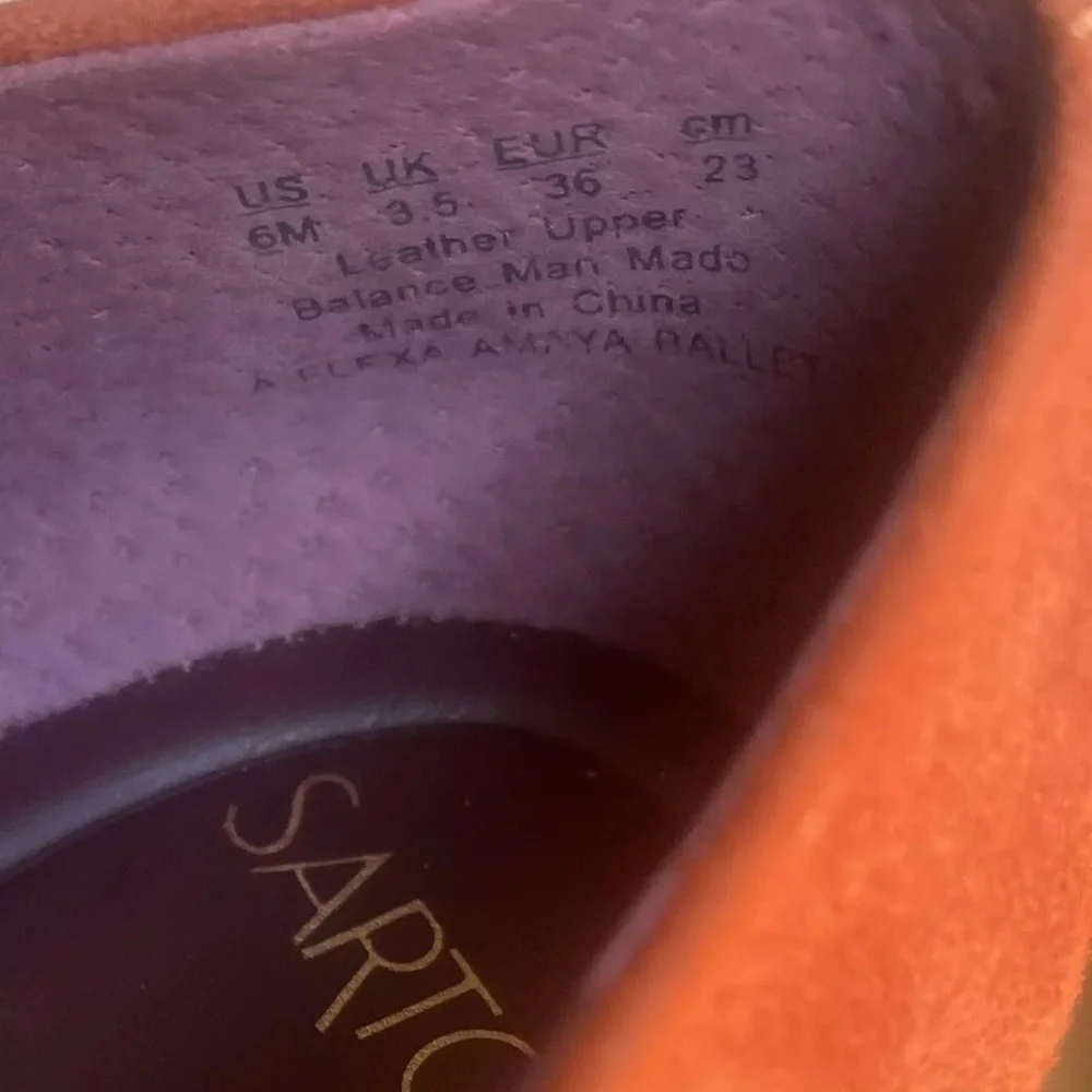 SARTO Franco Sarto Orange Suede Ballet Flats Square Toe 6